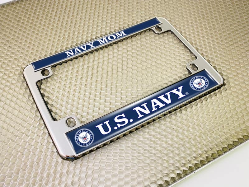 U.S. Navy Mom - Motorcycle Metal License Plate Frame (wb)
